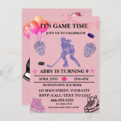 アイスカスタマイズホッケー誕生日テーマ 招待状 (正面/裏面)