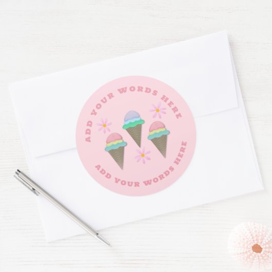 アイスカスタムクリームコーンスティッカー ラウンドシール (封筒)