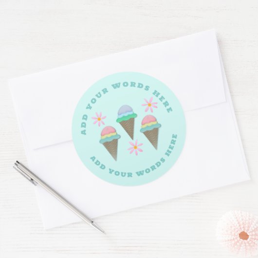 アイスカスタムクリームコーンスティッカー ラウンドシール (封筒)