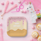 アイスカスタムクリームストロベリーバニラキュートスイーツ ペーパープレート (パーティー)