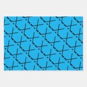 アイスカスタムホッケースティックとパックを交差させた色 ラッピングペーパーシート (正面2)