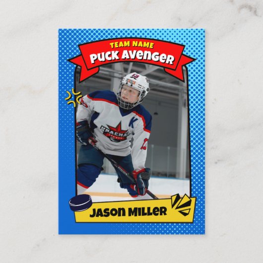 アイスカスタムホッケートレーディングカード、漫画ホッケーカード コーリングカード (正面)