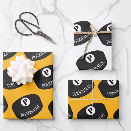 アイスカスタムホッケーネームモノグラムパック ラッピングペーパーシート (正面)