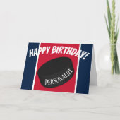 アイスカスタムホッケーパック名パーソナライズされた誕生日 カード (正面)