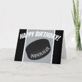 アイスカスタムホッケーパック名パーソナライズされた誕生日 カード (正面)