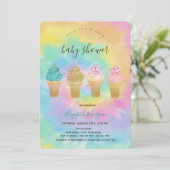 アイスカッコいいクリームカラフル絞り染め赤ちゃんシャワー 招待状 (スタンド正面)