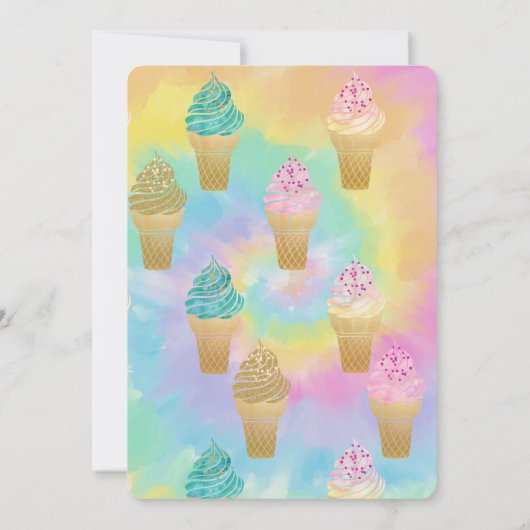 アイスカッコいいクリームカラフル絞り染め赤ちゃんシャワー 招待状 (裏面)