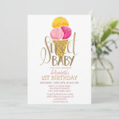 アイスカッコいいクリームストライプの誕生日 招待状 (スタンド正面)