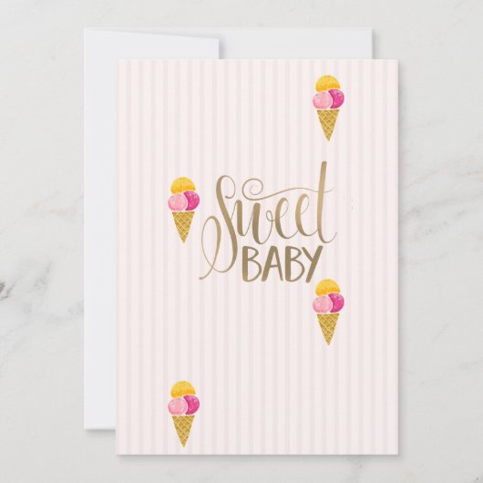 アイスカッコいいクリームストライプの誕生日 招待状 (裏面)