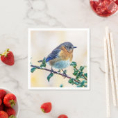 アイスカバー付きリムペーパーナプキン上の東部ブルーバード スタンダードカクテルナプキン (インサイチュ)