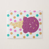 アイスカラフルクリームとドットピンクブルーカラフル ジグソーパズル (横)