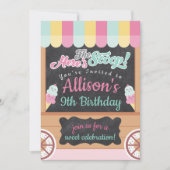 アイスカラフルクリームカート誕生日パーティーへの招待 招待状 (正面)