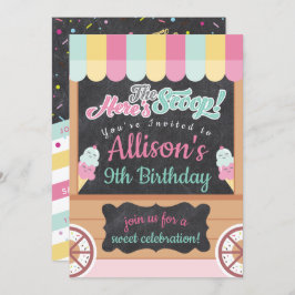 アイスカラフルクリームカート誕生日パーティーへの招待 招待状