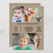 アイスカラフルクリームキャンディーサマーDIYフォトキッズ 招待状 (正面/裏面)
