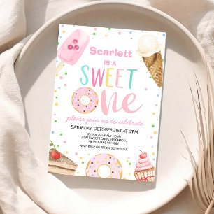 アイスカラフルクリームケーキスウィートワン誕生日 招待状