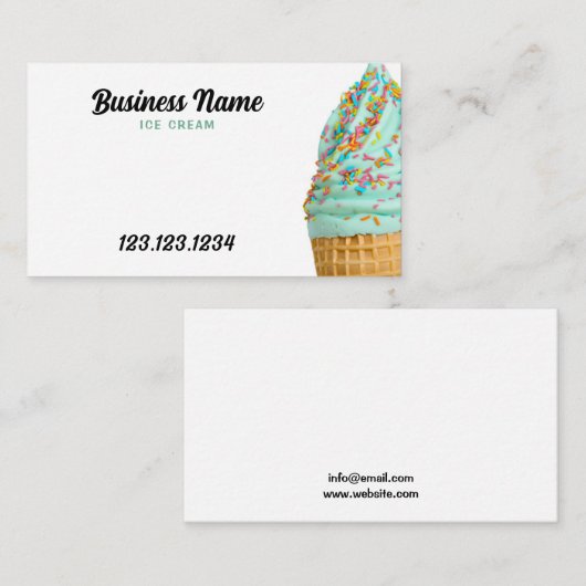 アイスカラフルクリームコーンにかわいい 名刺 (正面/裏面)