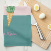 アイスカラフルクリームコーンのサボテンのピンクのフラミンゴ キッチンタオル (四つ折り)