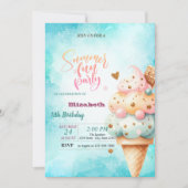 アイスカラフルクリームコーンサマーバースデーパーティー 招待状 (正面)