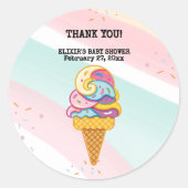 アイスカラフルクリームスクープ粉ベビーシャワー ラウンドシール (正面)