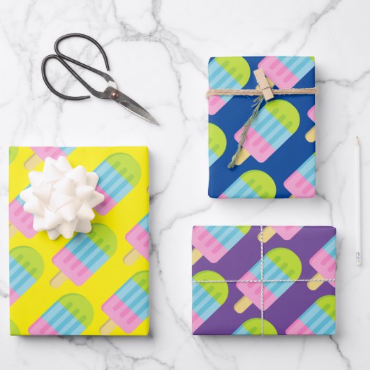 アイスカラフルクリームポピクル包装紙シート ラッピングペーパーシート (正面)