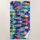 アイスカラフルクリーム、新鮮な夏食べ物アート ビーチタオル (正面)