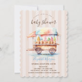 アイスカラフルクレームトラックストライプの赤ちゃんシャワー 招待状 (正面)