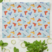 アイスカラフルスケート冬のパターン キッチンタオル (折り畳み)