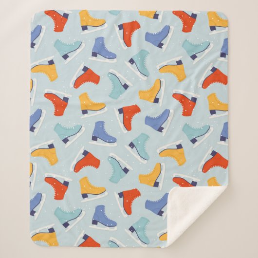 アイスカラフルスケート冬のパターン シェルパブランケット (正面)