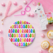 アイスカラフルロリーパターン ペーパープレート (パーティー)