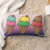 アイスガーリーカラフルクリームコーン – パーソナライズされた ランバークッション (ブランケット)