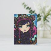 アイスガールアートポストカードの冬のスノーフレークハート ポストカード (スタンド正面)