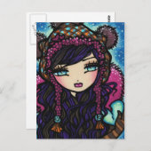 アイスガールアートポストカードの冬のスノーフレークハート ポストカード (正面/裏面)