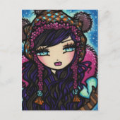 アイスガールアートポストカードの冬のスノーフレークハート ポストカード (正面)