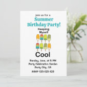 アイスキャンディーで涼しく過ごす夏の誕生日パーティー 招待状 (スタンド正面)