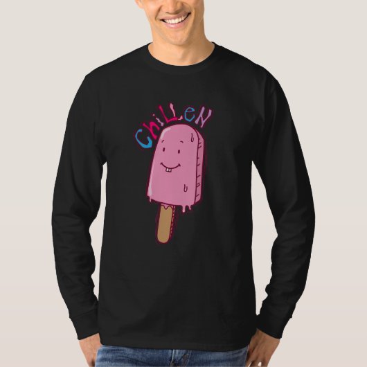 アイスキャンディーを食べながらリラックス Tシャツ (正面)