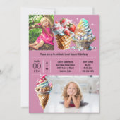 アイスキャンディー夏のDIY写真子供たち紫 招待状 (正面)