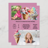 アイスキャンディー夏のDIY写真子供たち紫 招待状 (正面/裏面)