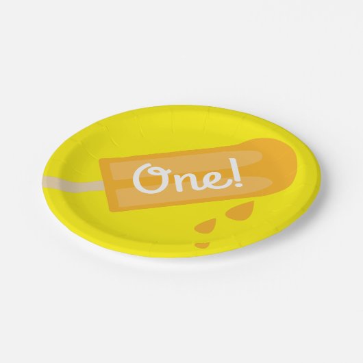 アイスキャンデーのかわいい夏の第1誕生会のテーマ ペーパープレート (アングル)