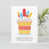 アイスキャンデーのパーティーの子供の誕生日のパーティの招待状 招待状 (スタンド正面)