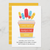 アイスキャンデーのパーティーの子供の誕生日のパーティの招待状 招待状 (正面/裏面)