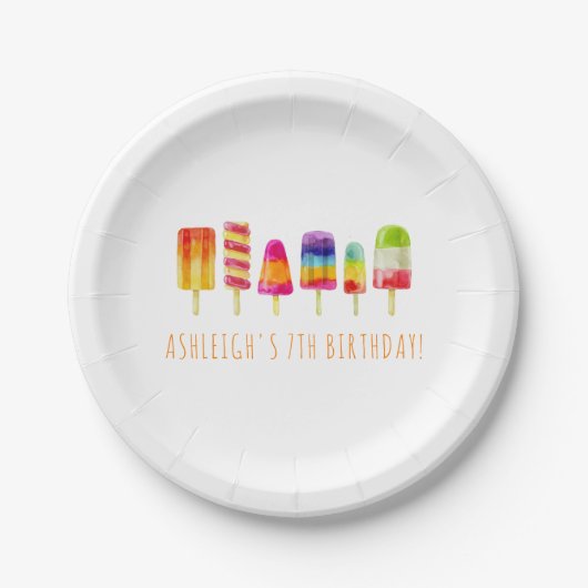 アイスキャンデーのパーティー|の子供の誕生日のパーティーを冷やして下さい ペーパープレート (正面)