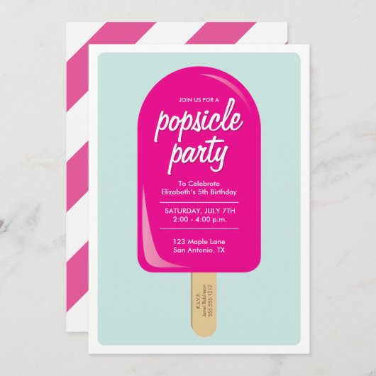 アイスキャンデーのパーティー 招待状 (正面/裏面)