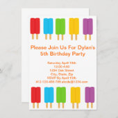 アイスキャンデーの子供の誕生日のパーティの招待状 招待状 (正面/裏面)