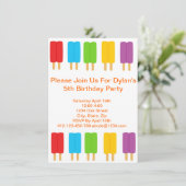 アイスキャンデーの子供の誕生日のパーティの招待状 招待状 (スタンド正面)