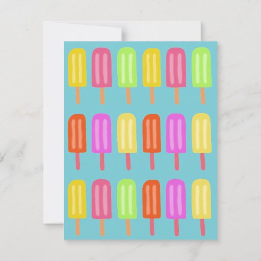 アイスキャンデーを持つパンダくまの夏のパーティー 招待状 (裏面)