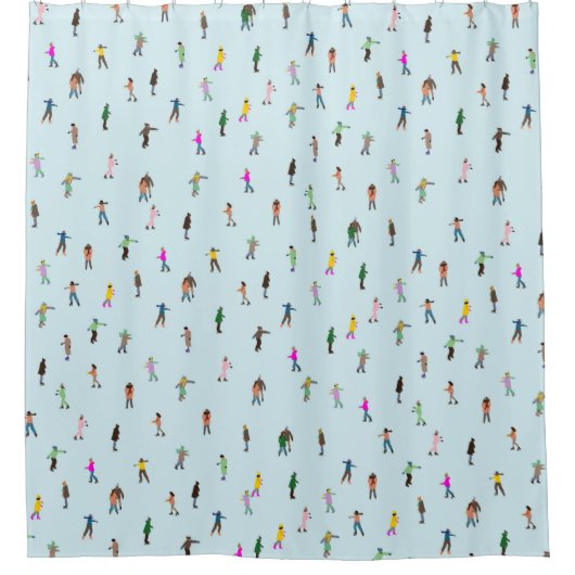 アイスキーターオンレイク│スケートで滑るクリスマスクリスマス シャワーカーテン (正面)