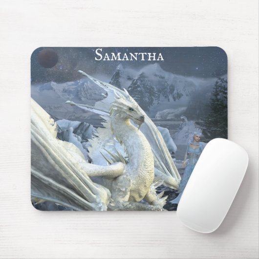 アイスクイーンとスノーウィンタードラゴンファンタジー マウスパッド (マウス)