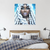 アイスクイーンメラニン女性ブラックガール魔法シスタシス キャンバスプリント (インサイチュ (寝室))