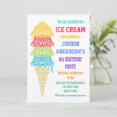 アイスクカラフルリームコーンパーティの招待状 招待状 (スタンド正面)