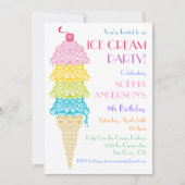 アイスクカラフルリームコーンパーティの招待状 招待状 (正面)